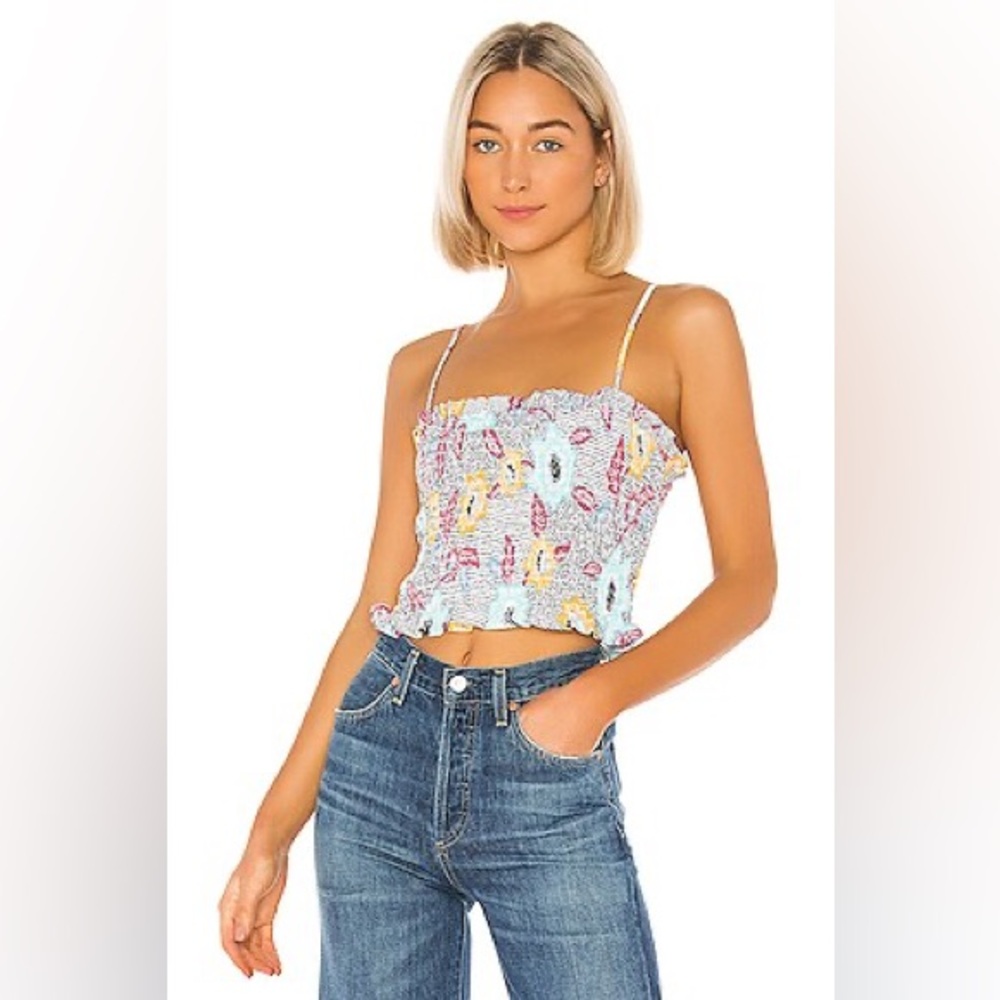 NWT - Floral Smoked Crop Top